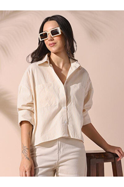 Dennis Lingo By Styli Yellow Striped Drop Shoulder Boxy Shirt