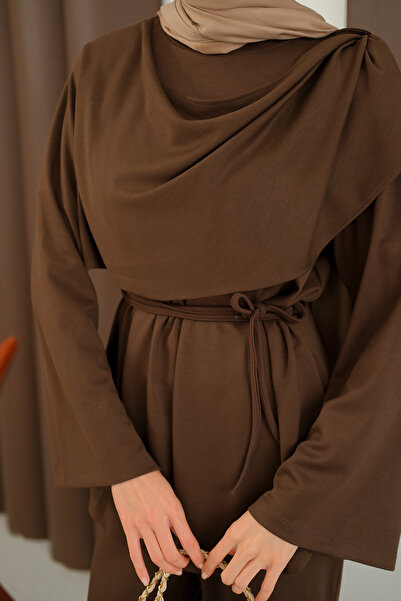 LOCCO Women's Shawl Detail Set Brown