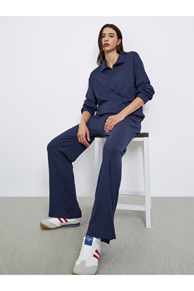 Styli Dark Blue Waffle Knit Sweatshirt and Joggers Co-ords