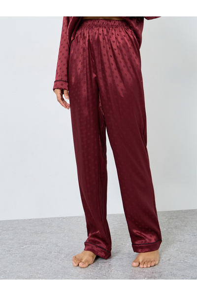 Styli Satin Polka Dot Jacquard Shirt and Straight Leg Pyjama Set