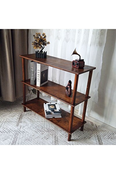Vera Concept Home Modern Dekoratif Üç Raflı Ahşap Kitaplık 110 x 30 cm Kahve ...
