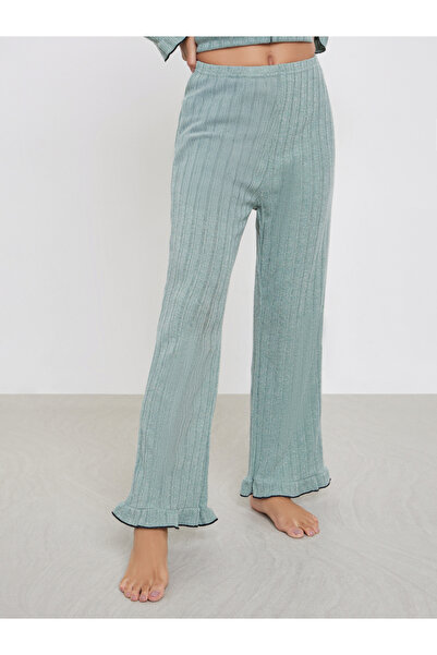 Styli Texture Ruffled Detail T-Shirt and Long Pyjama Set