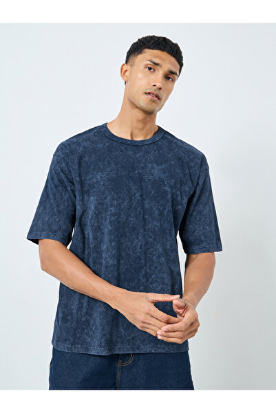Styli Acid Washed Jersey T-Shirt with Applique Detail