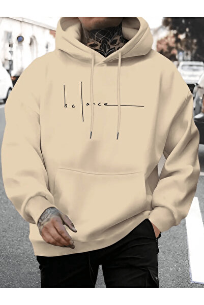 Flow touch هودي بسيط مكتوب عليه 'توازن'