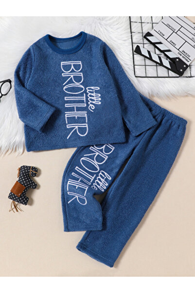 Take Two By Styli Slogan Embroidery Long Sleeve Top with Long Pyjama Set