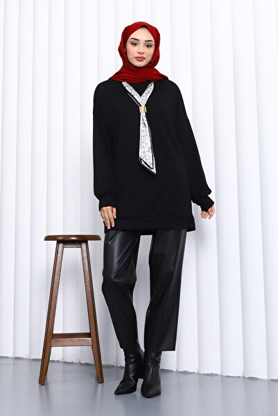 İmajButik Modal Tunic with Black Scarf Accessories