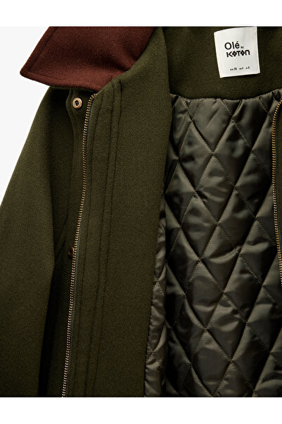 Koton Collar Detailed Zippered Snap Button Pocketed Jacket