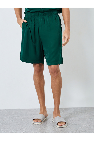 Styli Men Green Pocket Embroidery Detail Shirt and Shorts Set