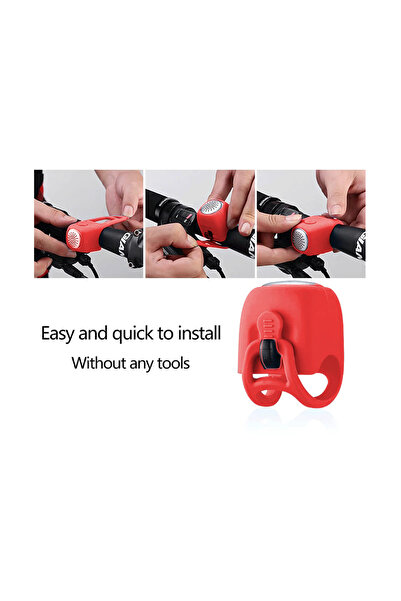zola Electric bicycle bell,scooter,3 sound modes,waterproof,120 db,plastic and rubber,3x3x3 cm,red