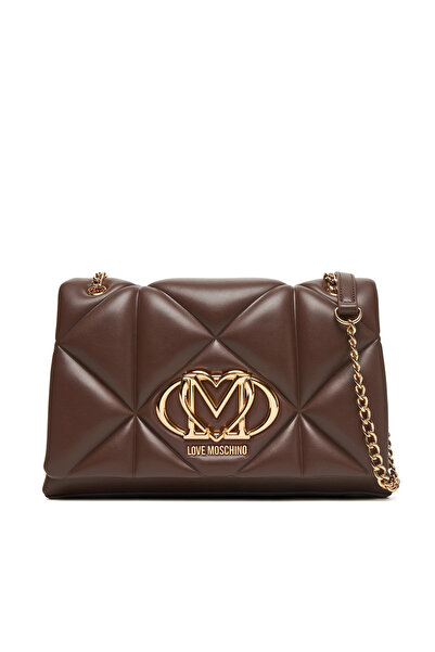 Love Moschino Women's Quilted Chain Strap Leather Zipper Closure Brown Should...