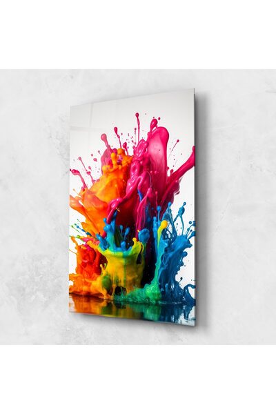 Arthub Tablou Sticla,Dormitor si Living, Culori Vibrante, Colorful Explosion Paint