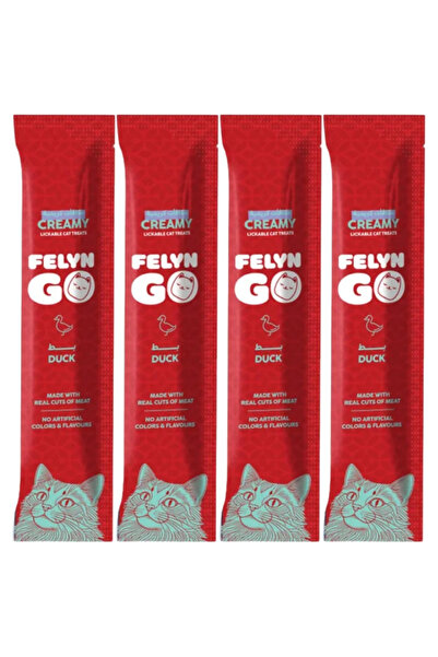 Felyn Go Creamy Lickable Duck Treats 4x15g – Grain-Free Hydrating Cat Snacks for All Ages
