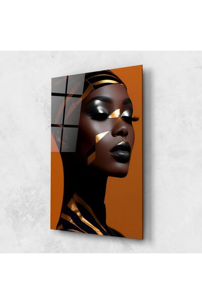 Arthub Tablou Sticla,Dormitor si Living, Femei Africane, African Woman On Orange