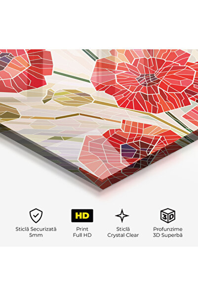 Arthub Glass Painting, Bedroom and Living Room, Poppies, Poppy Glass