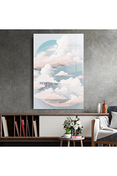 Arthub Glass Painting, Bedroom and Living Room, Clouds, Cloud White Art