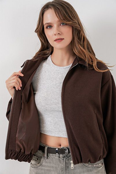 Bigdart Jachetă supradimensionat Kaşe pentru femei 0728 - Maro