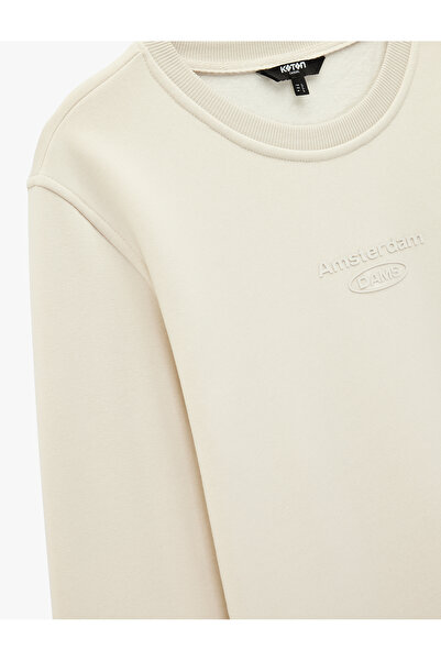 Koton Long Sleeve Crew Neck Embossed Printed Sweatshirt