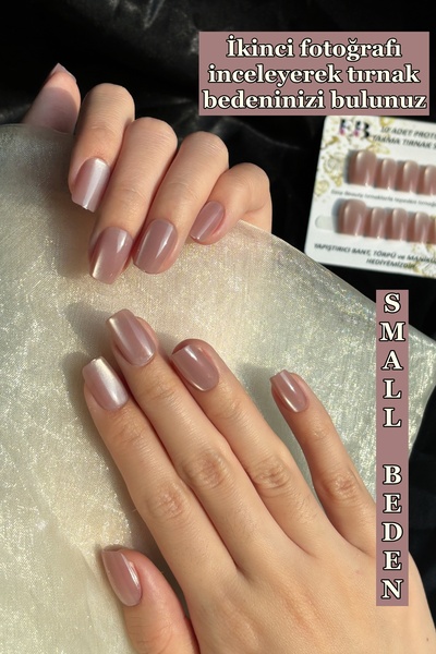 Easy Beauty Kedi Gözü SMALL Beden Kısa Küt 10 Adet Takma Tırnak Seti T228