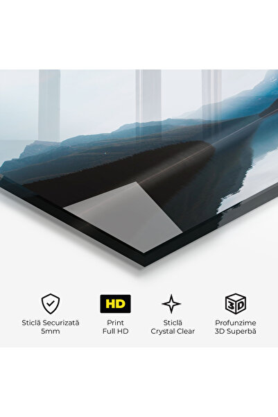 Arthub Glass Painting, Bedroom and Living Room, Lakes, Foggy Blue Light