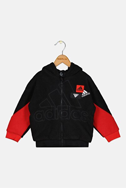 adidas Todddlers Boy Embriodered Logo Jacket, Black/Red