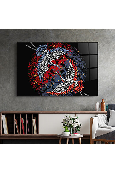 Arthub Glass Painting, Bedroom and Living Room, Asian, Battlecranes