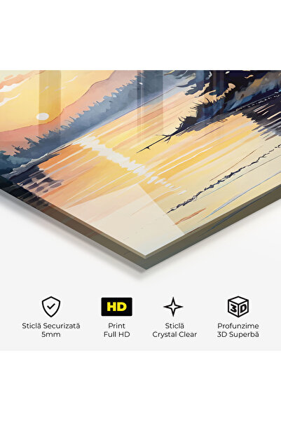 Arthub Glass Painting, Bedroom and Living Room, Lakes, Tree Shadow Lake