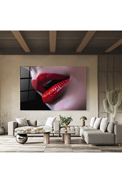 Arthub Tablou Sticla,Dormitor si Living, Lips, Close Up Woman