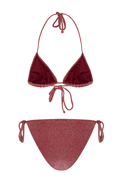 AQUELLA Σετ μπικίνι τρίγωνο σε ασημί μπορντό χρώμα