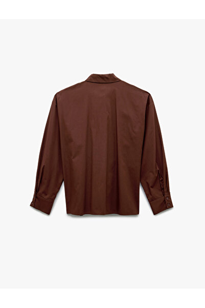 Koton Long Sleeve Classic Collar Pleated Detail Poplin Shirt