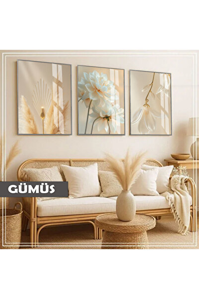 Harika bir ev HARİKABİREV|Soft|BEYAZ-KREM KRİZANTEM ÇİÇEK KOMBİN|ÇERÇEVELİ CA...