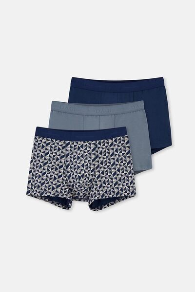 Dagi Lacivert Pamuk Desenli 3'lü Boxer