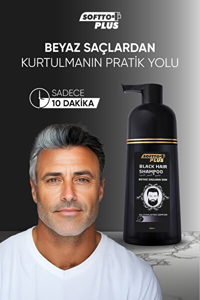 Softto Plus Beyaz Kapatıcı Anında Etkili Black Hair Siyah Boya Şampuan 350 ml