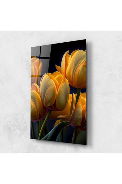 Arthub Glass Painting, Bedroom and Living Room, Tulips, Pretty Yellow Tulips