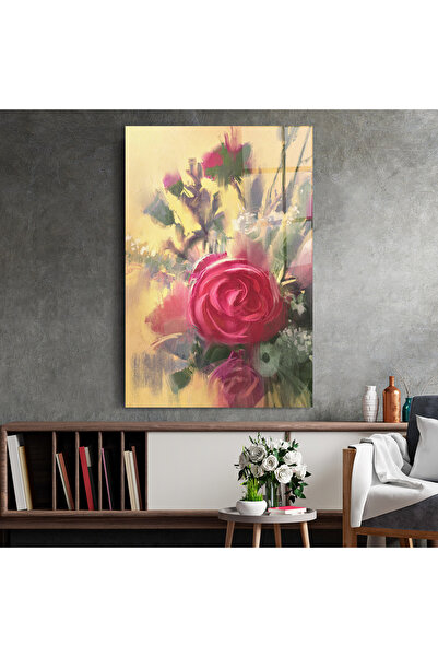 Arthub Glass Painting, Bedroom and Living Room, Roses, Pink Rose Painting