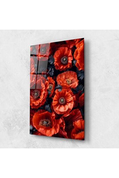 Arthub Tablou Sticla,Dormitor si Living, Maci, Black Red Poppies