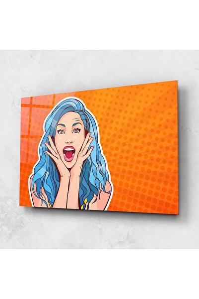 Arthub Tablou Sticla,Dormitor si Living, Pop, Blue Hair Surprised