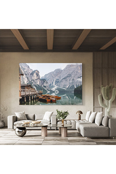 Arthub Glass Painting, Bedroom and Living Room, Mountains, Boat Lake Mountain