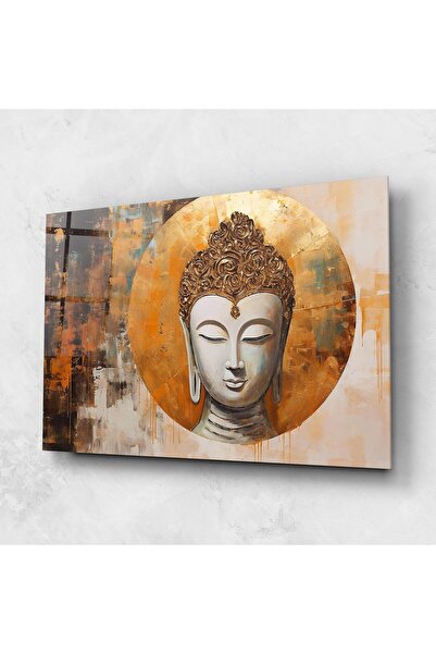 Arthub Glass Painting, Bedroom and Living Room, Buddha, Cream Circle Buddha