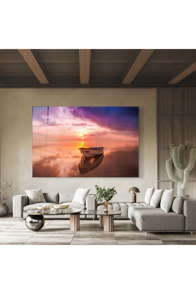 Arthub Glass Painting, Bedroom and Living Room, Beaches, Beach Purple View