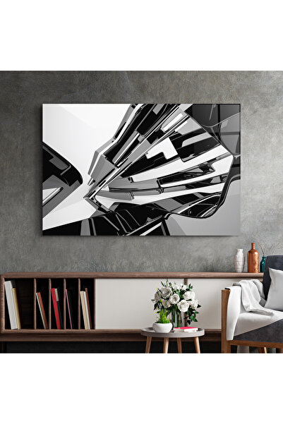 Arthub Glass Painting, Bedroom and Living Room, Black and White, Black Sculpture