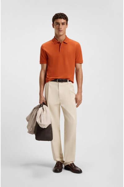 BOSS Men's Polo Neck Regular Fit Cotton Short Sleeve Orange Polo Neck T-Shirt 50468362-809