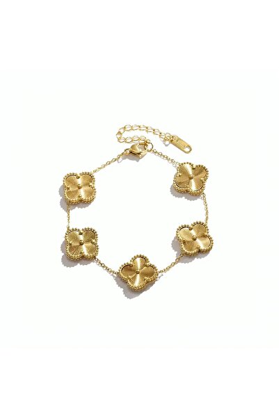 RAFINI Bracelet Royal Clover - Placata cu Aur 18K, Otel inoxidabil