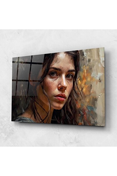 Arthub Tablou Sticla,Dormitor si Living, Porterete, Closeup Impasto Portrait