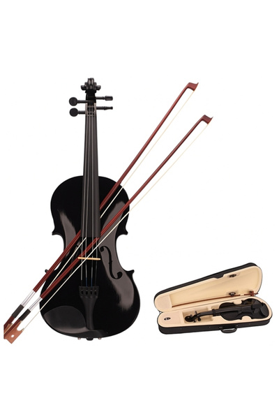 Depox Classical wooden violin 3/4 and additional 1/8 bow, DEPOX, case included, black