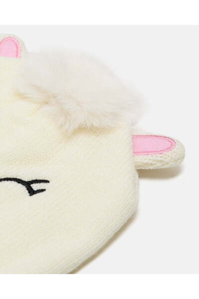 REDTAG Girls White Embellished Knitted Cap