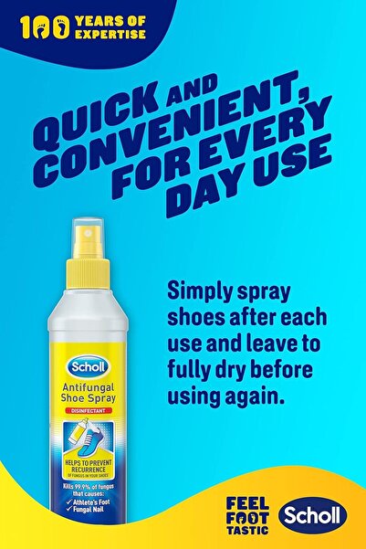 Scholl Shoe Spray Antifungal Disinfectant, 250 ml - Kills 99.9% of Fungi & Odour-Causing Bacteria