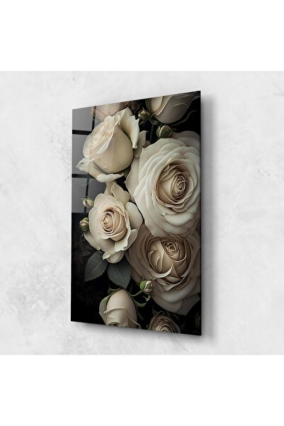 Arthub Tablou Sticla,Dormitor si Living, Trandafiri, Cream Roses Close Up