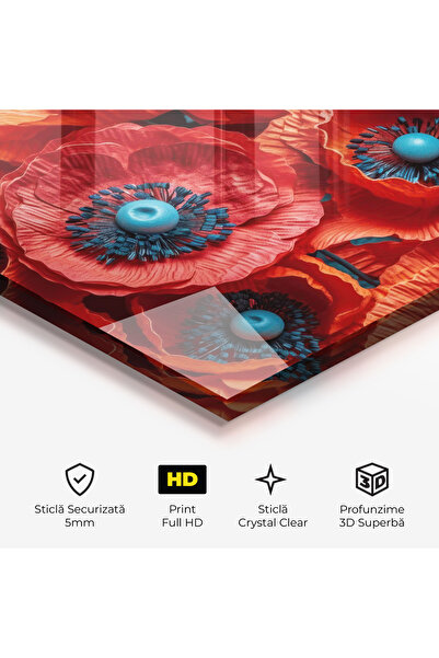 Arthub Glass Painting, Bedroom and Living Room, Poppies, Poppy Close Up