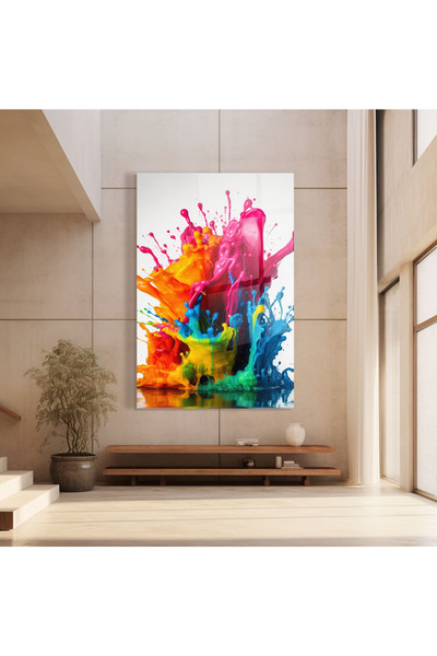 Arthub Tablou Sticla,Dormitor si Living, Culori Vibrante, Colorful Explosion Paint