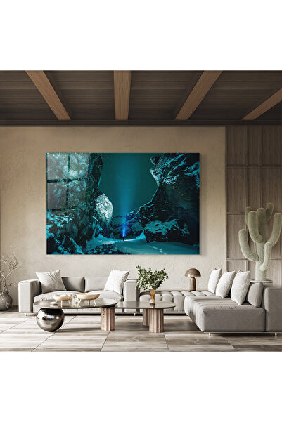 Arthub Glass Painting, Bedroom and Living Room, Mountains, Green Light Mountain